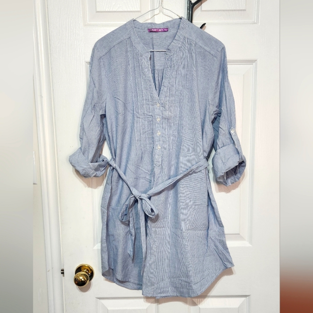 Smart Set Blue Striped Tunic Top